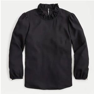 J. Crew Black Ruffled Blouse